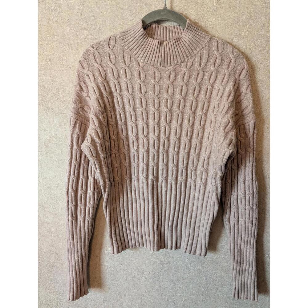 JASON WU beige cable knit mock neck sweater sz S